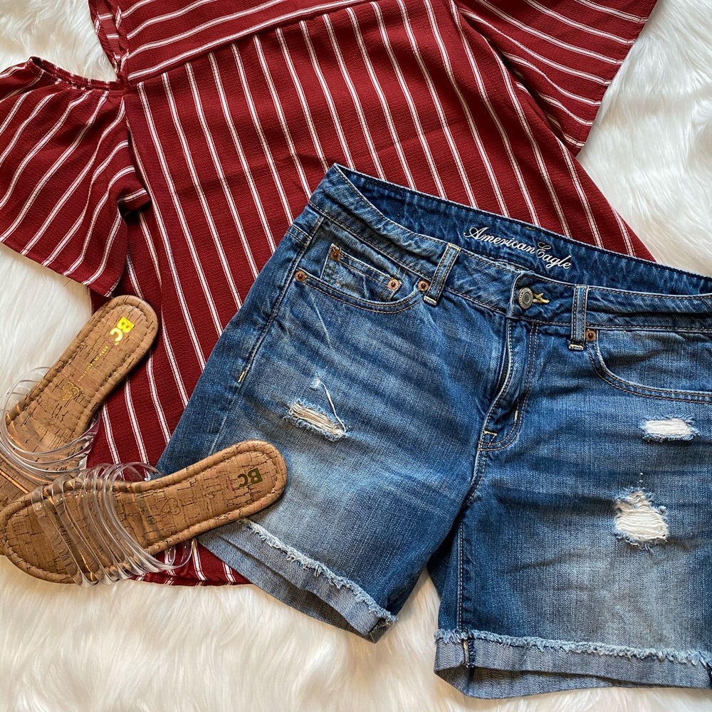 Women’s American Eagle distressed shorts, …